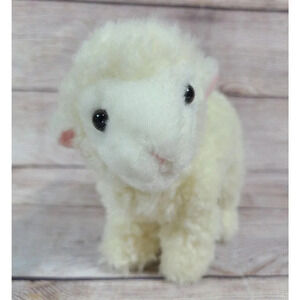 Living Nature Plush Lamb Sheep Stuffed Animal Toy Cream Standing Fuzzy 8"